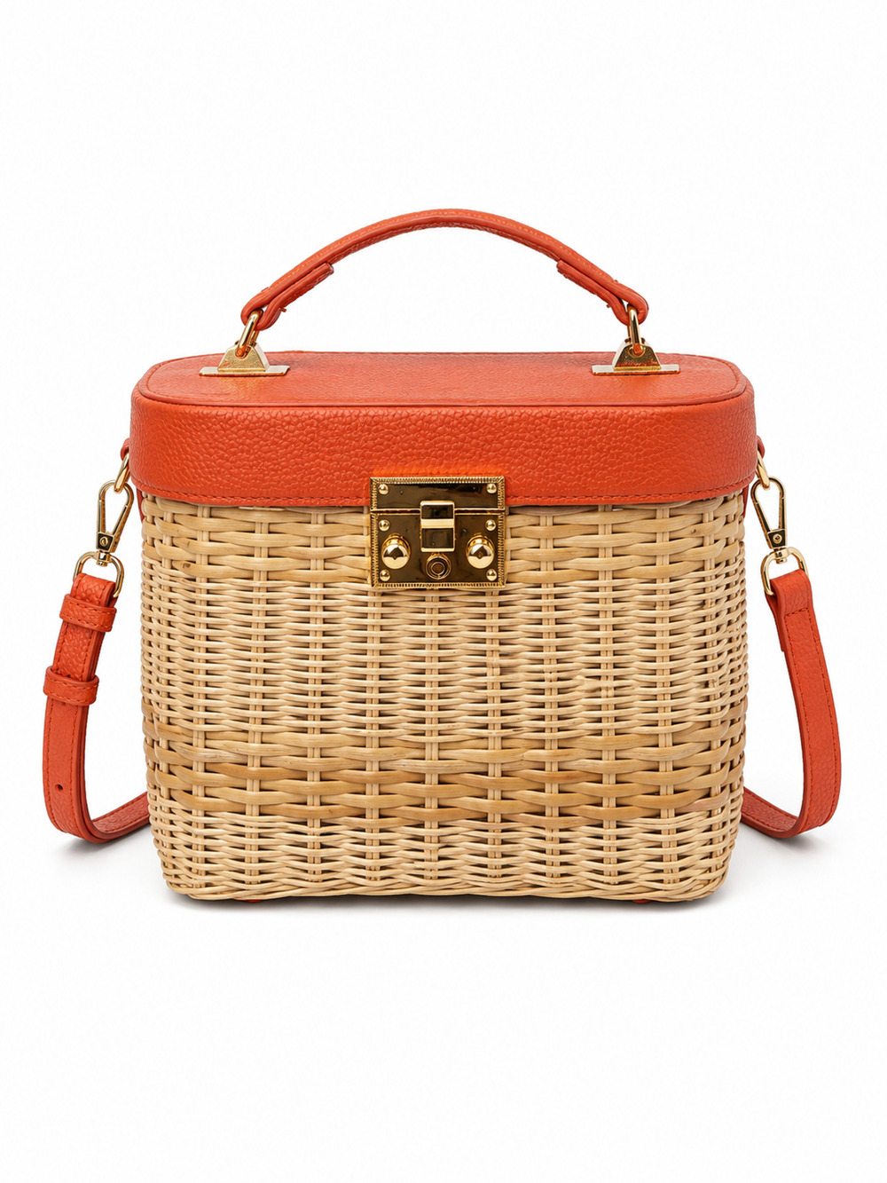 Tommy Bahama Wicker North South Shoulder Bag Orange Tan Rattan Crossbody *READ